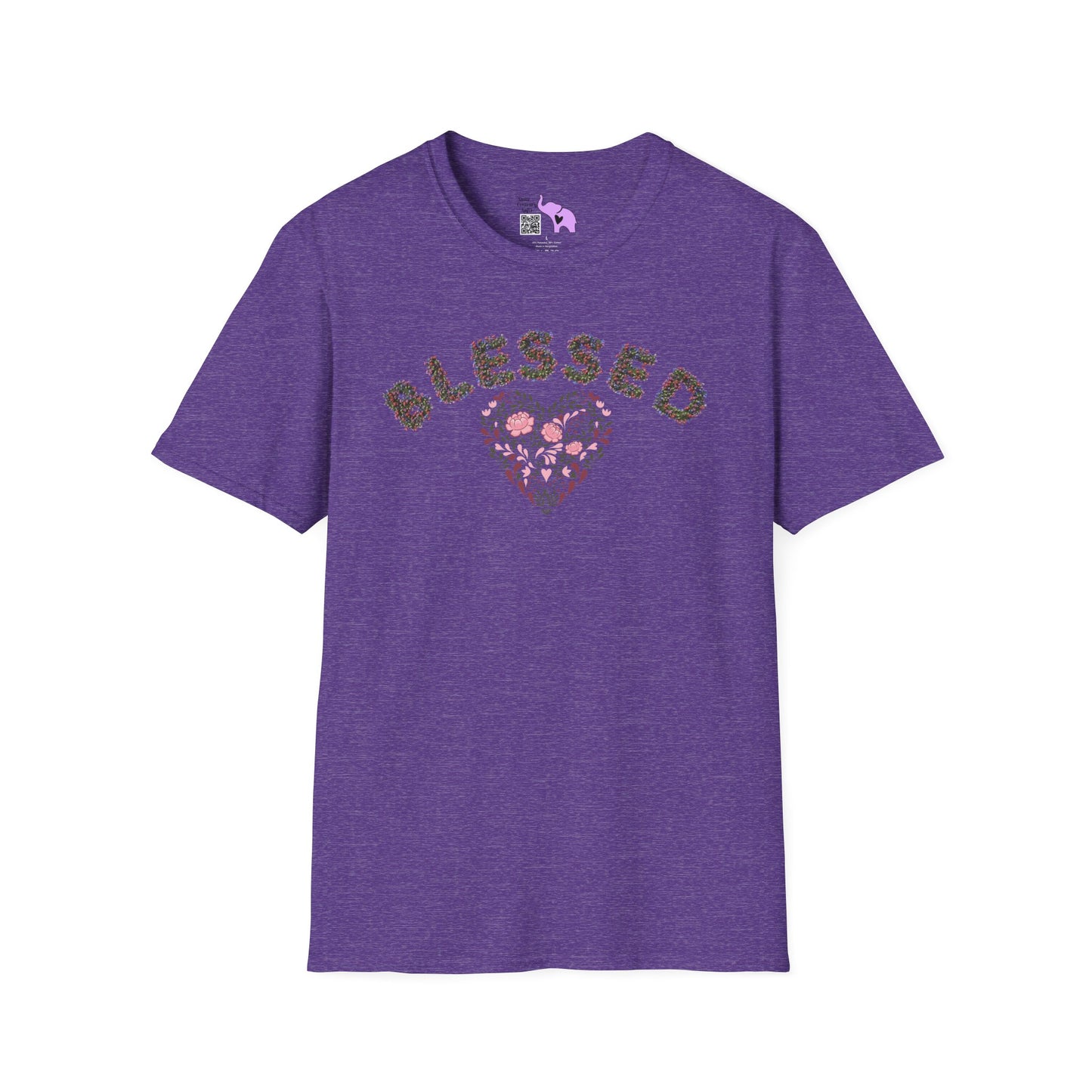 Blessed w/Heart (Floral) Adult T-shirt