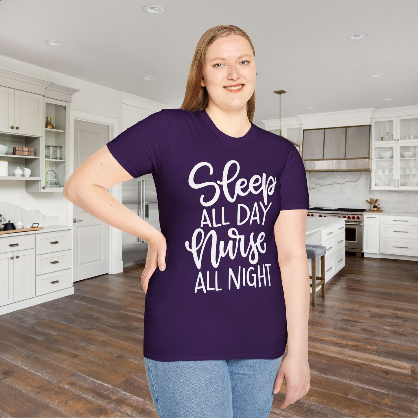 Sleep All Day Nurse All Night Adult T-shirt