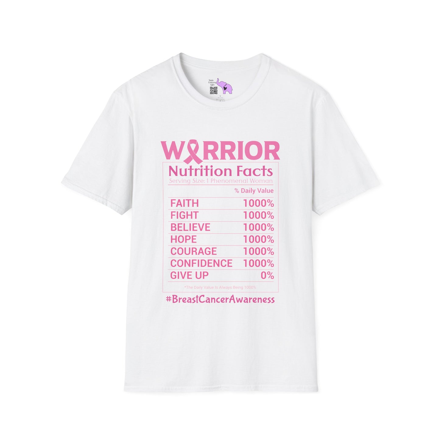 Breast Cancer Warrior Nutrition Facts Adult T-shirt