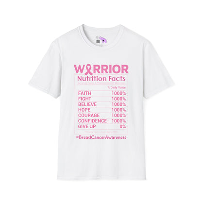 Breast Cancer Warrior Nutrition Facts Adult T-shirt