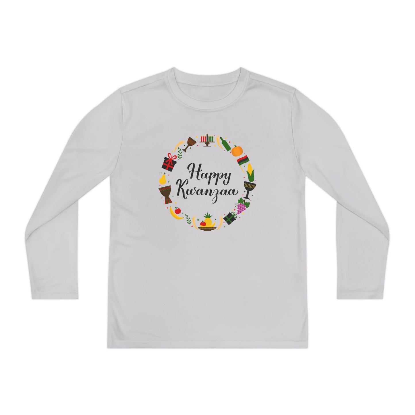 Happy Kwanzaa Wreath Youth Long Sleeve Tee