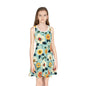 Vivid Flowers on Teal Print Girls' Sleeveless Sundress - Perfect for Summer Parties & Playdates