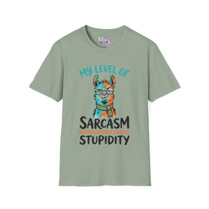 ""My Level of Sarcasm Depends on Your Level of Stupidity (Llama) Adult T-shirt