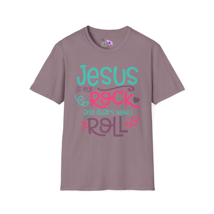 Jesus Is My Rock & That's How I Roll Adult T-shirt