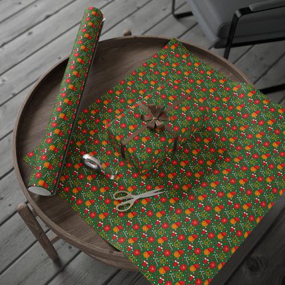 Smiley Face/Santa Hat/Poinsettia Christmas Wrapping Paper