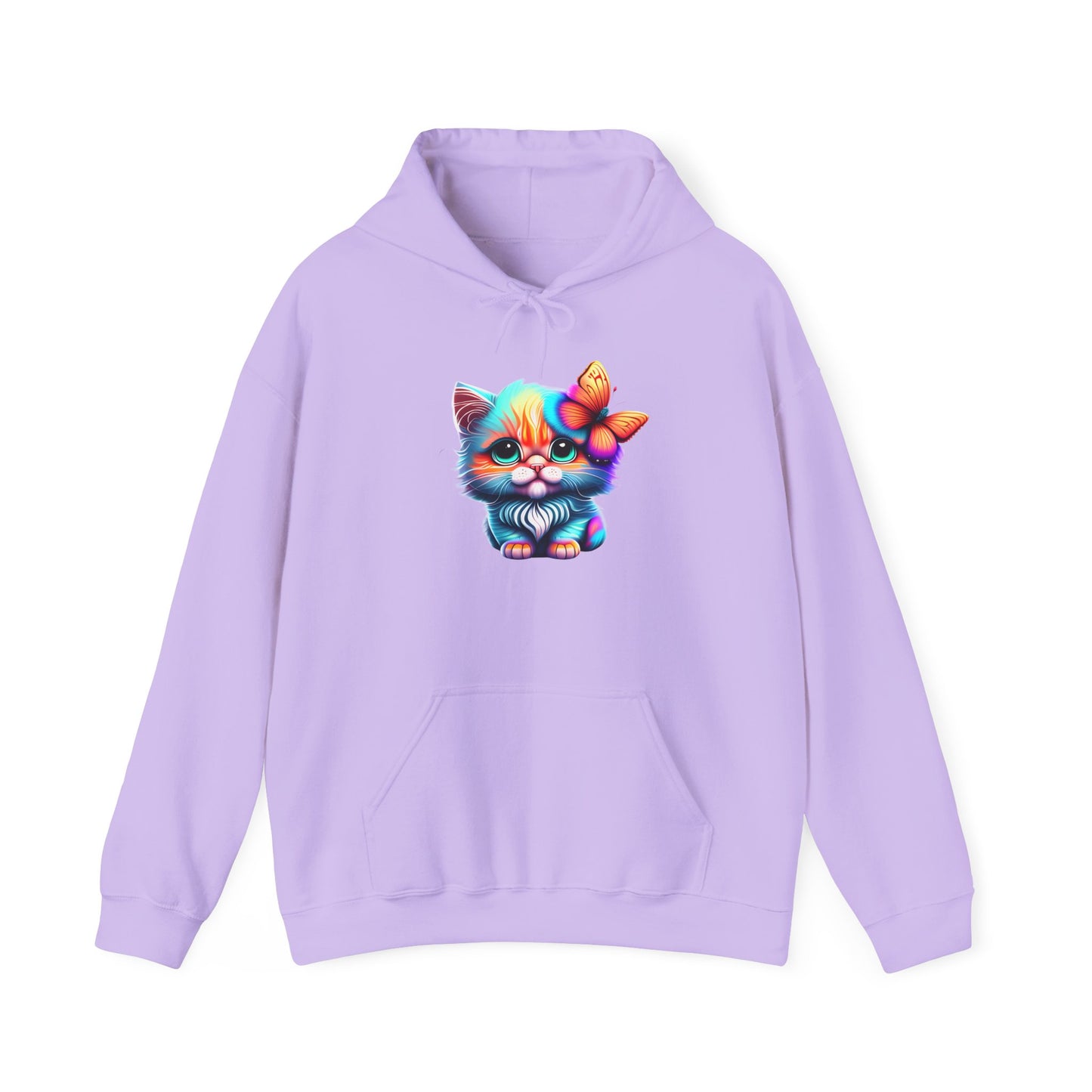 Cute Colorful Kitten w/Butterfly Heavy Blend™ Hooded Sweatshirt