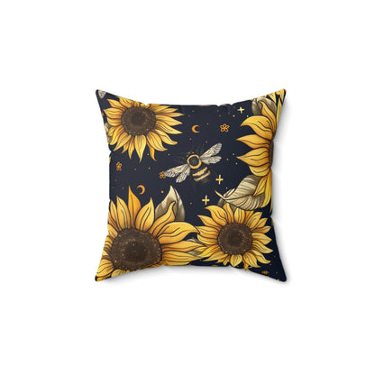 Sunflowers & Bees Throw Pillow