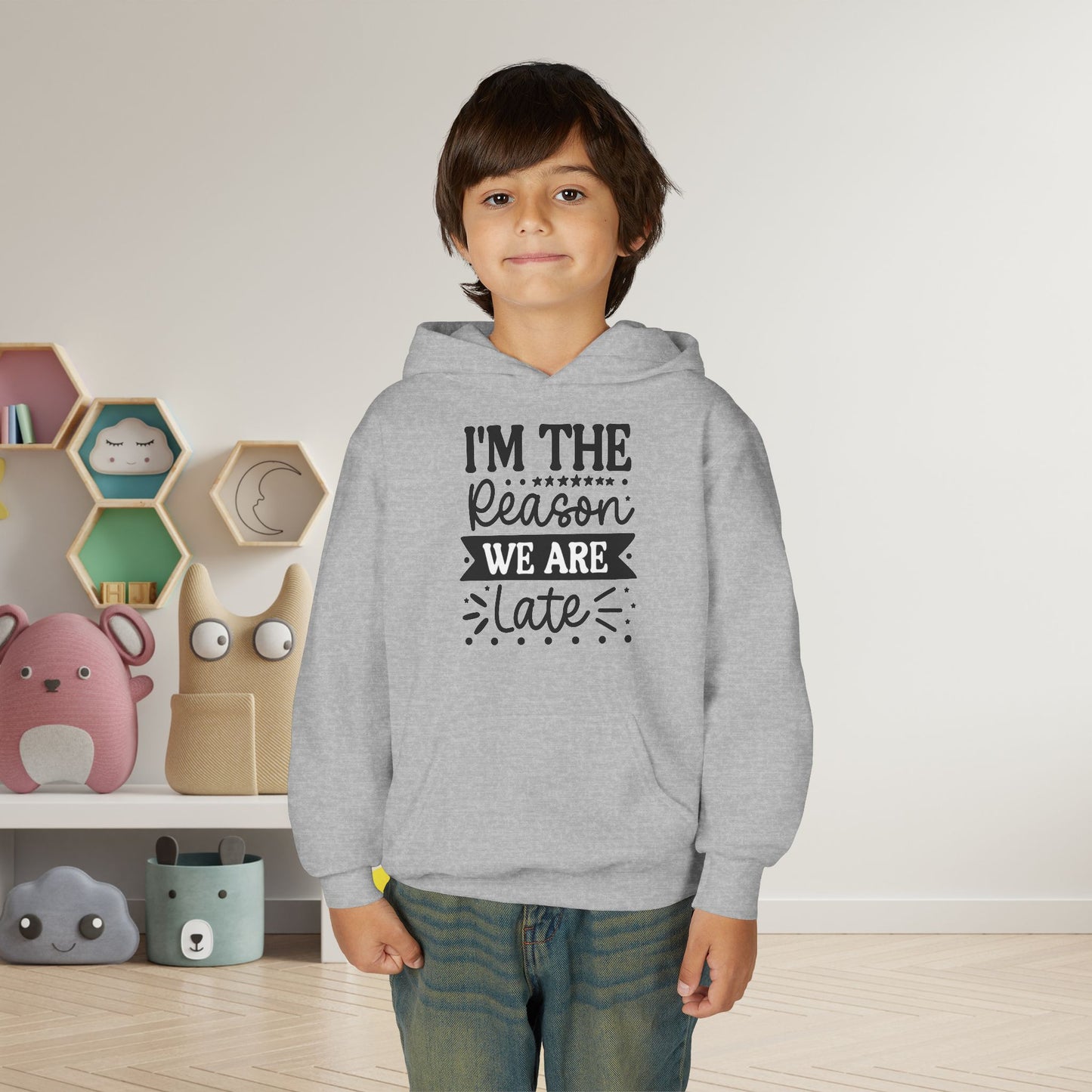 I'm The Reason We Are Late Youth Heavy Blend Hoodie