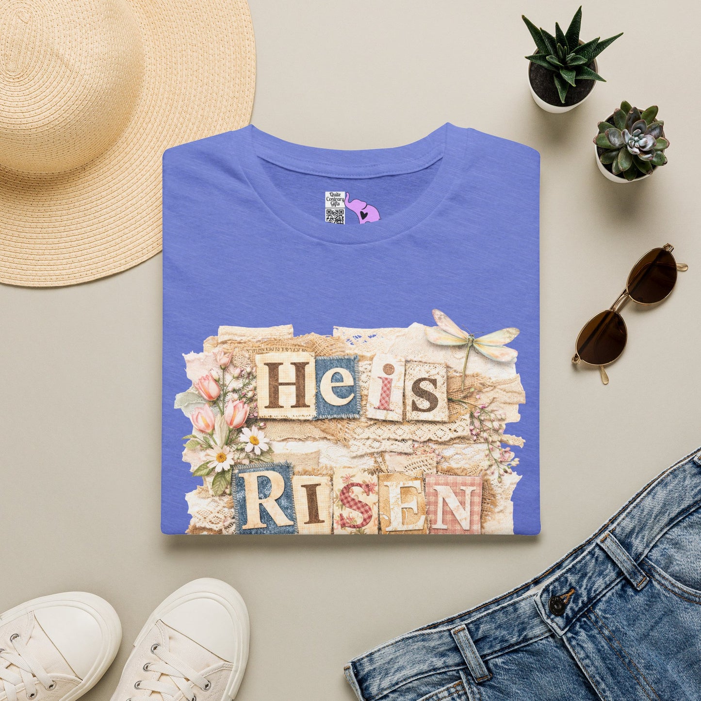 He Is Risen (Lace Collage) Adult T-shirt