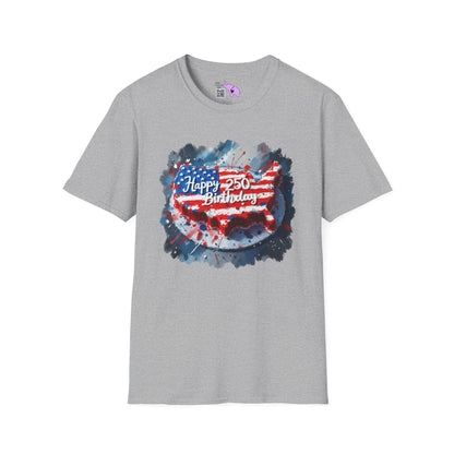 America-Shaped Happy 250th Birthday Cake Adult T-shirt