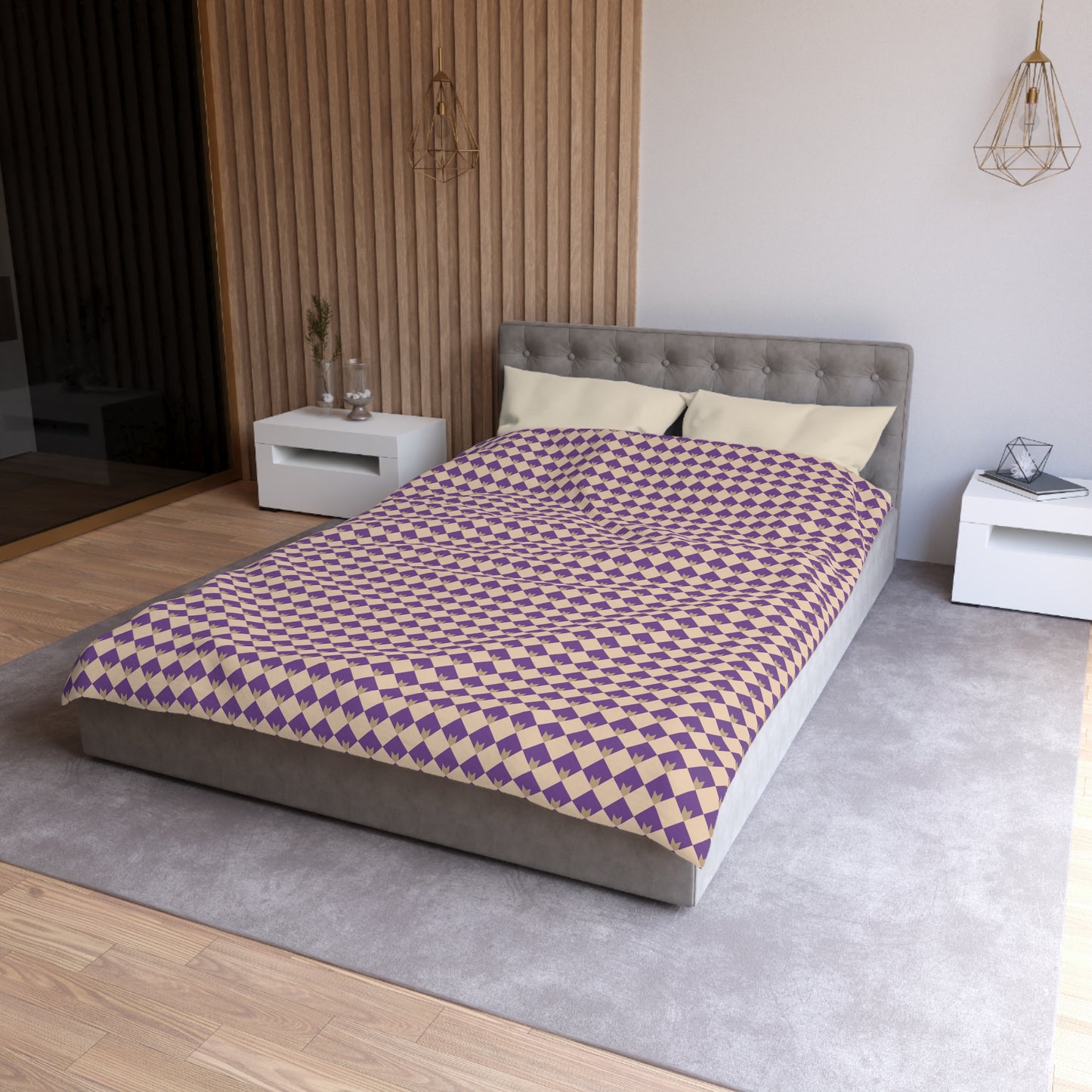 Diamond Bloom-Amethyst & Cream Duvet Bedding Set
