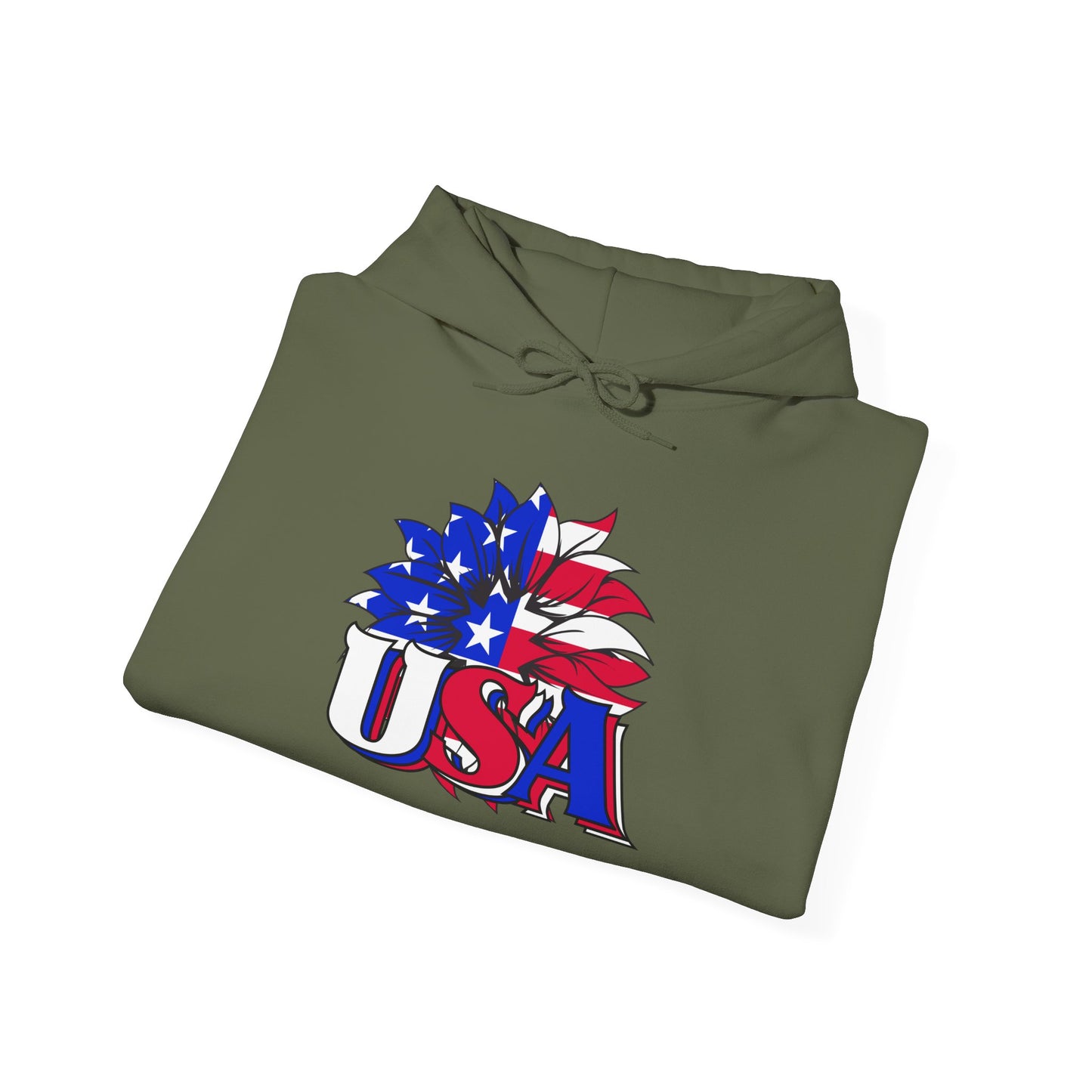 USA Red White & Blue Sunflower Heavy Blend™ Hooded Sweatshirt