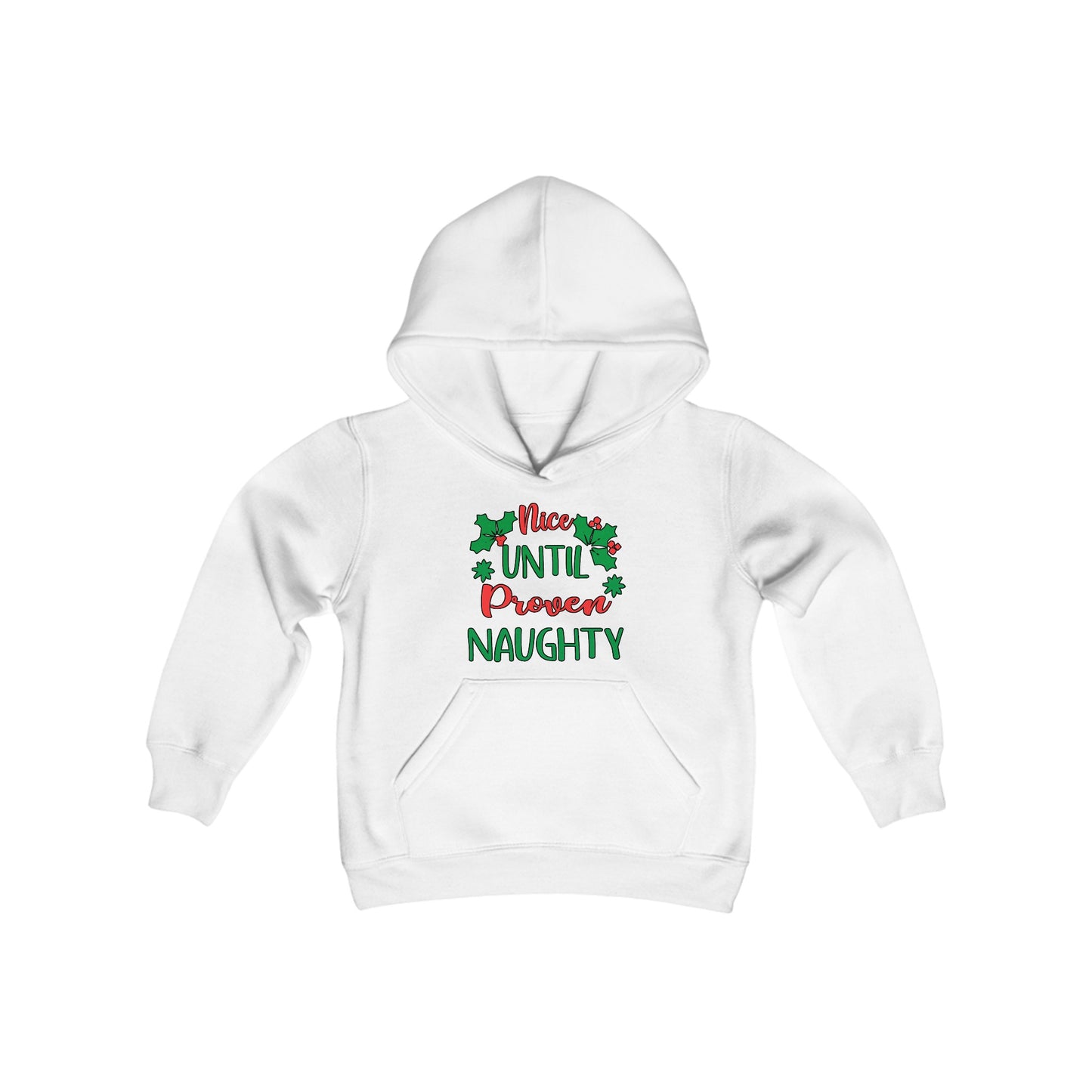 Nice Until Proven Naughty Youth Heavy Blend Hooded Sweatshirt