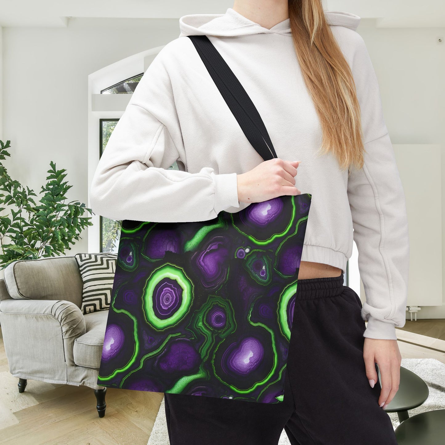Amethyst & Lime Fracture Canvas Tote Bag