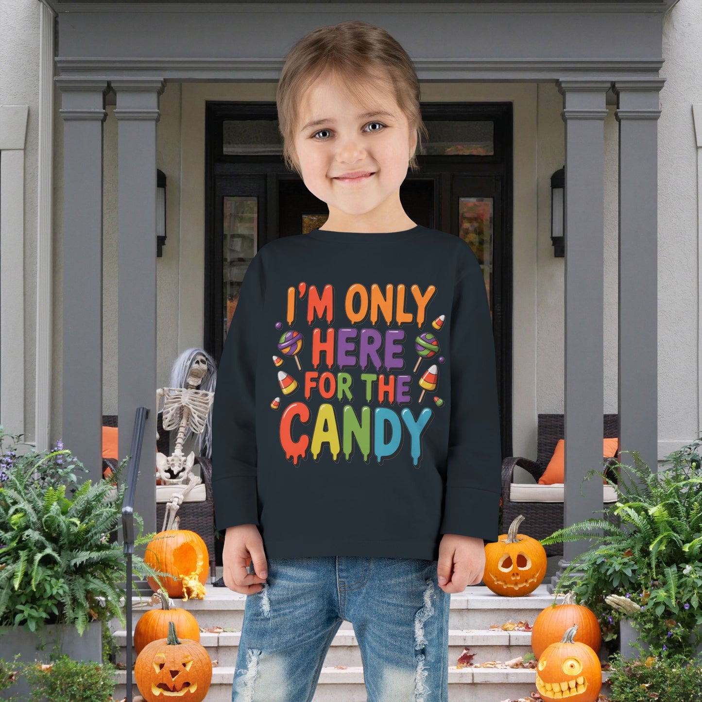 I'm Only Here For The Candy Toddler Long Sleeve Tee