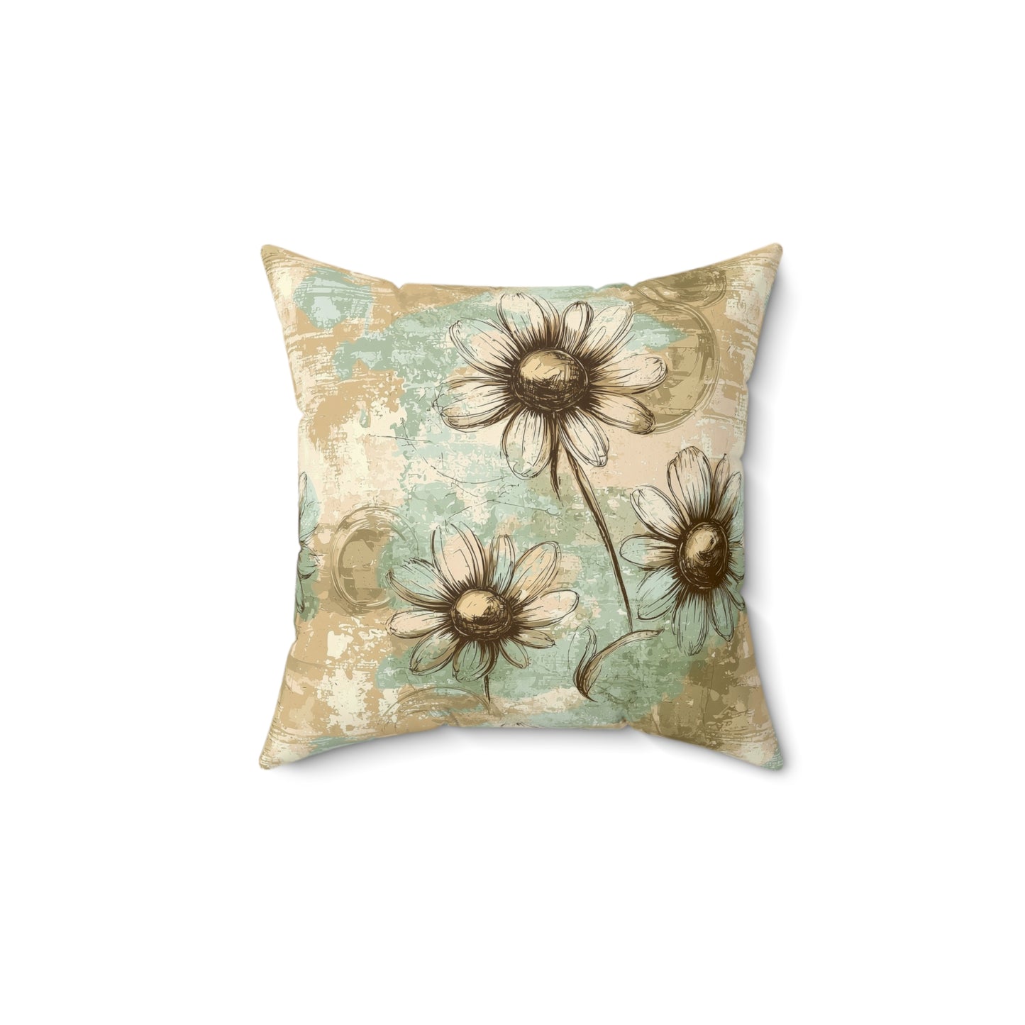 Worn Meadow Daisies Throw Pillow
