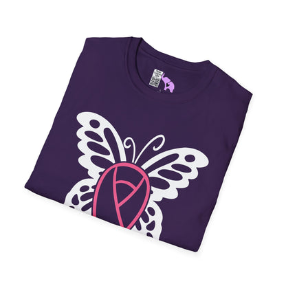 Butterfly Pink Support Ribbon Adult T-shirt
