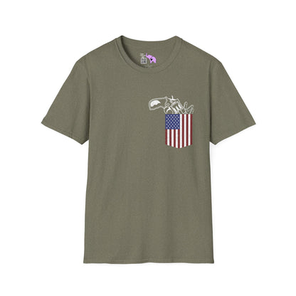American Flag Pocket Gun Adult T-shirt