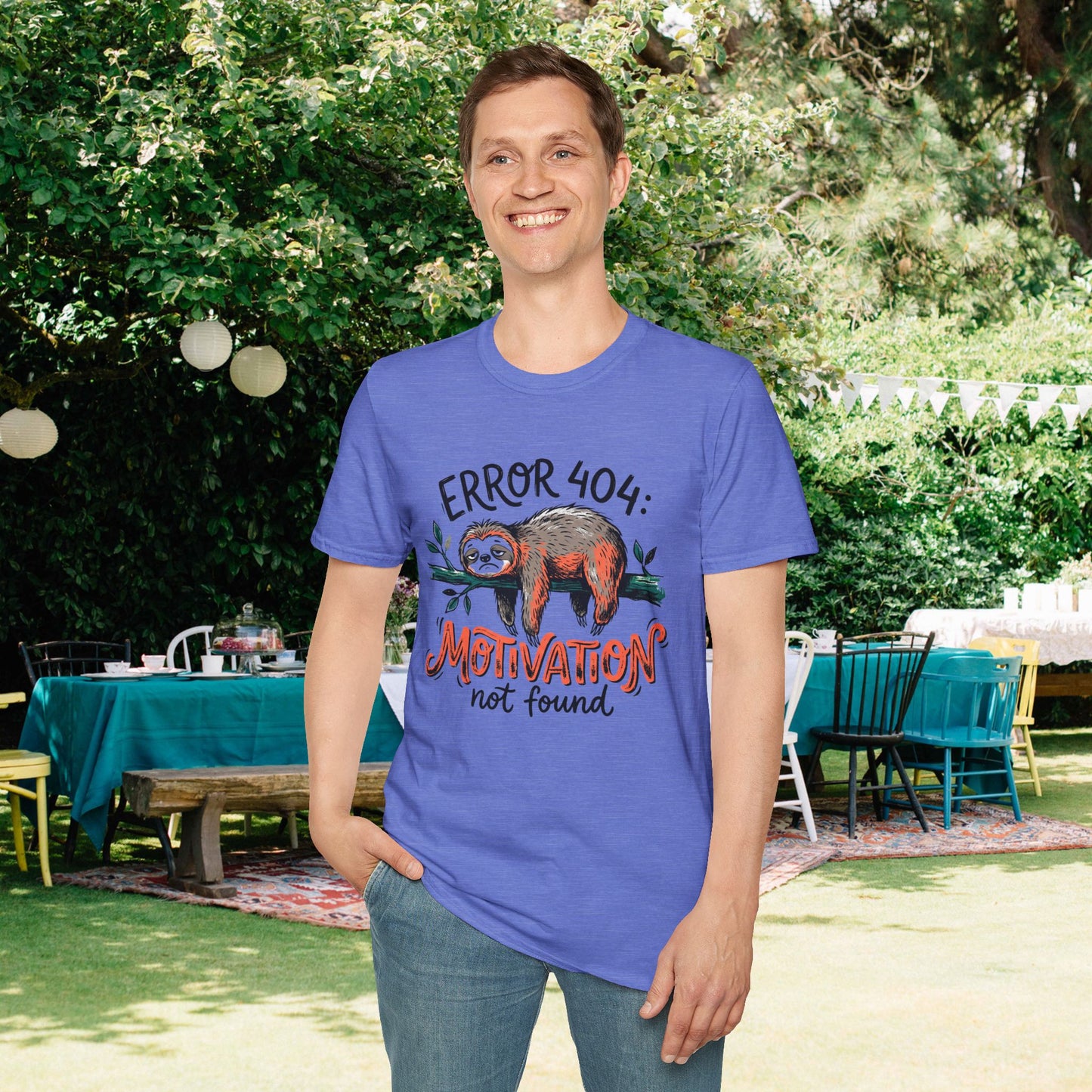 ""Error 404: Motivation Not Found (Sloth on Branch) Adult T-shirt