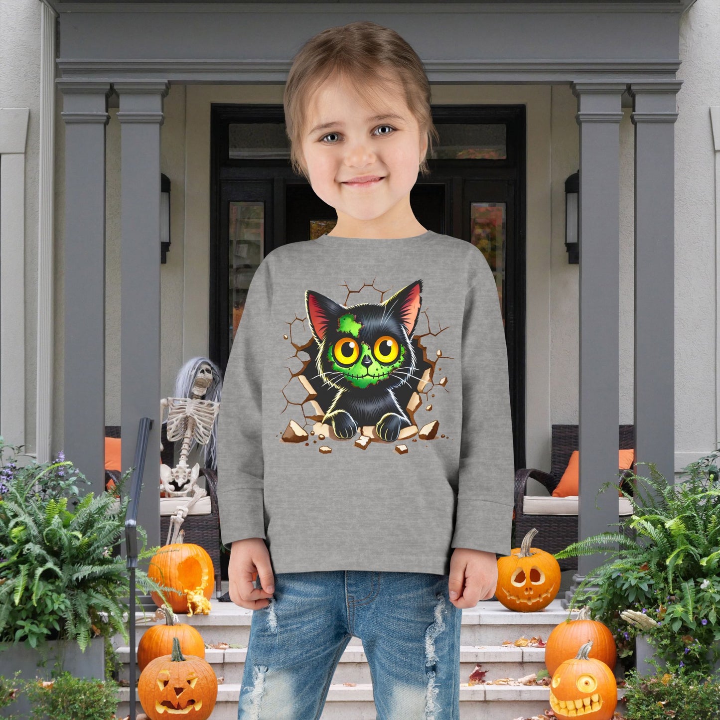 Zombie Kitty Toddler Long Sleeve Tee