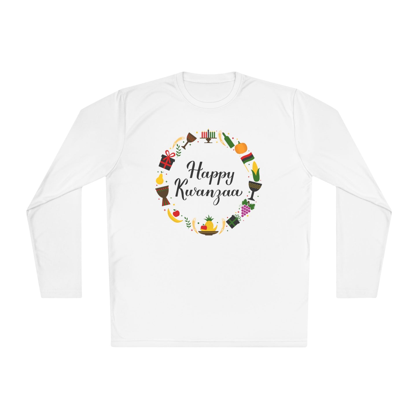 Happy Kwanzaa Wreath Adult Long Sleeve Tee