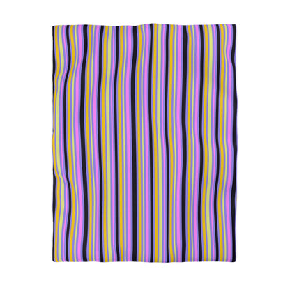 Midnight Pop Stripes Microfiber Duvet Cover
