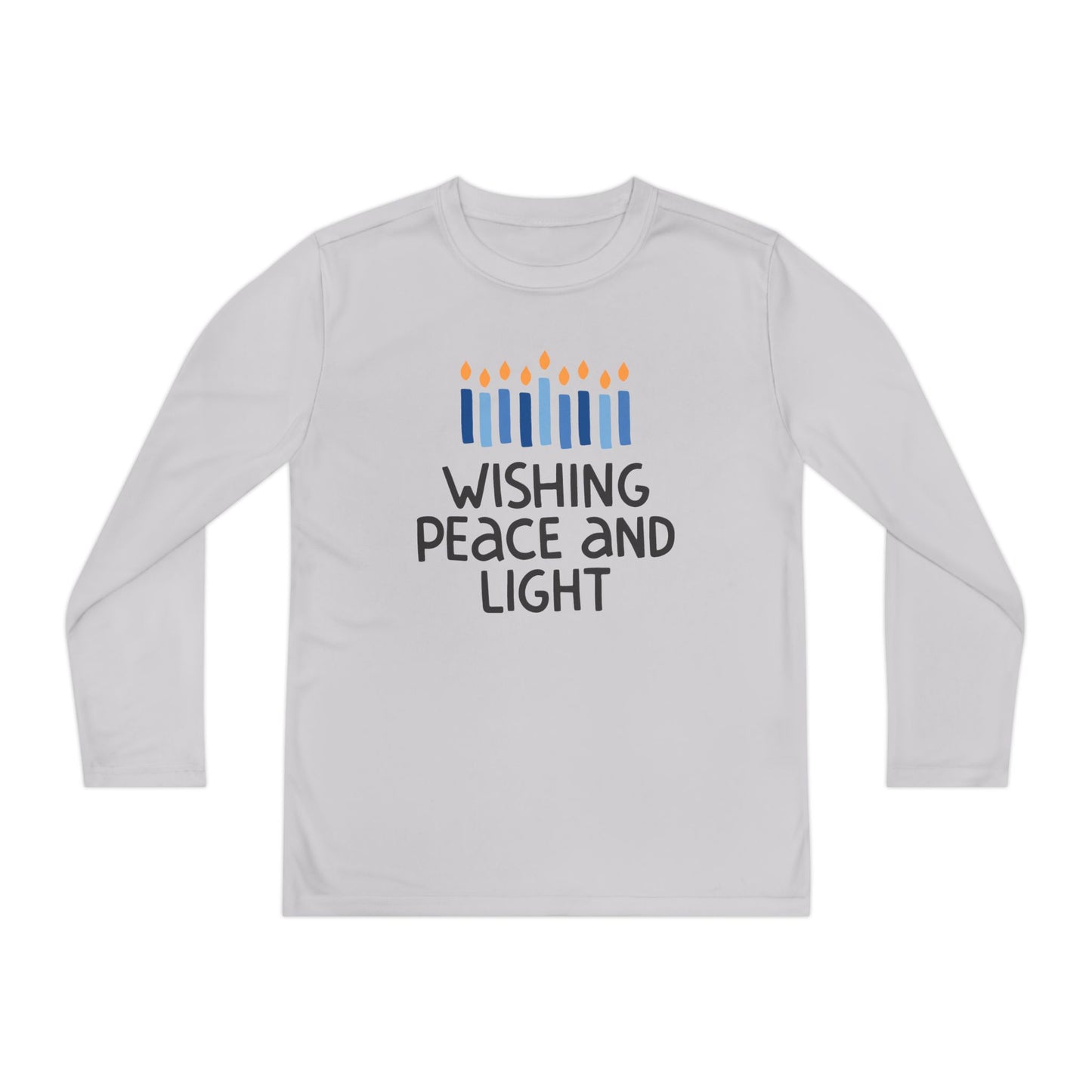 Hanukkah Wishing Peace & LIght Youth Long Sleeve Tee