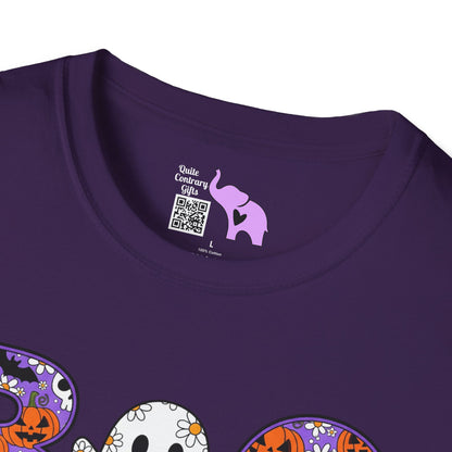 Cute Floral Boo w/Ghost Adult T-shirt