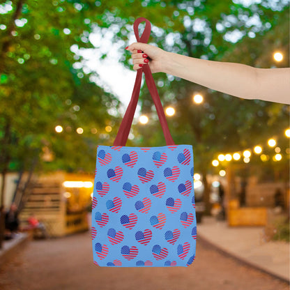 American Flag Hearts Canvas Tote Bag