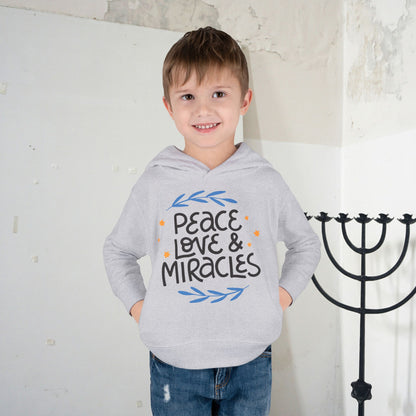 Hanukkah Peace Love & Miracles 2 Toddler Pullover Fleece Hoodie