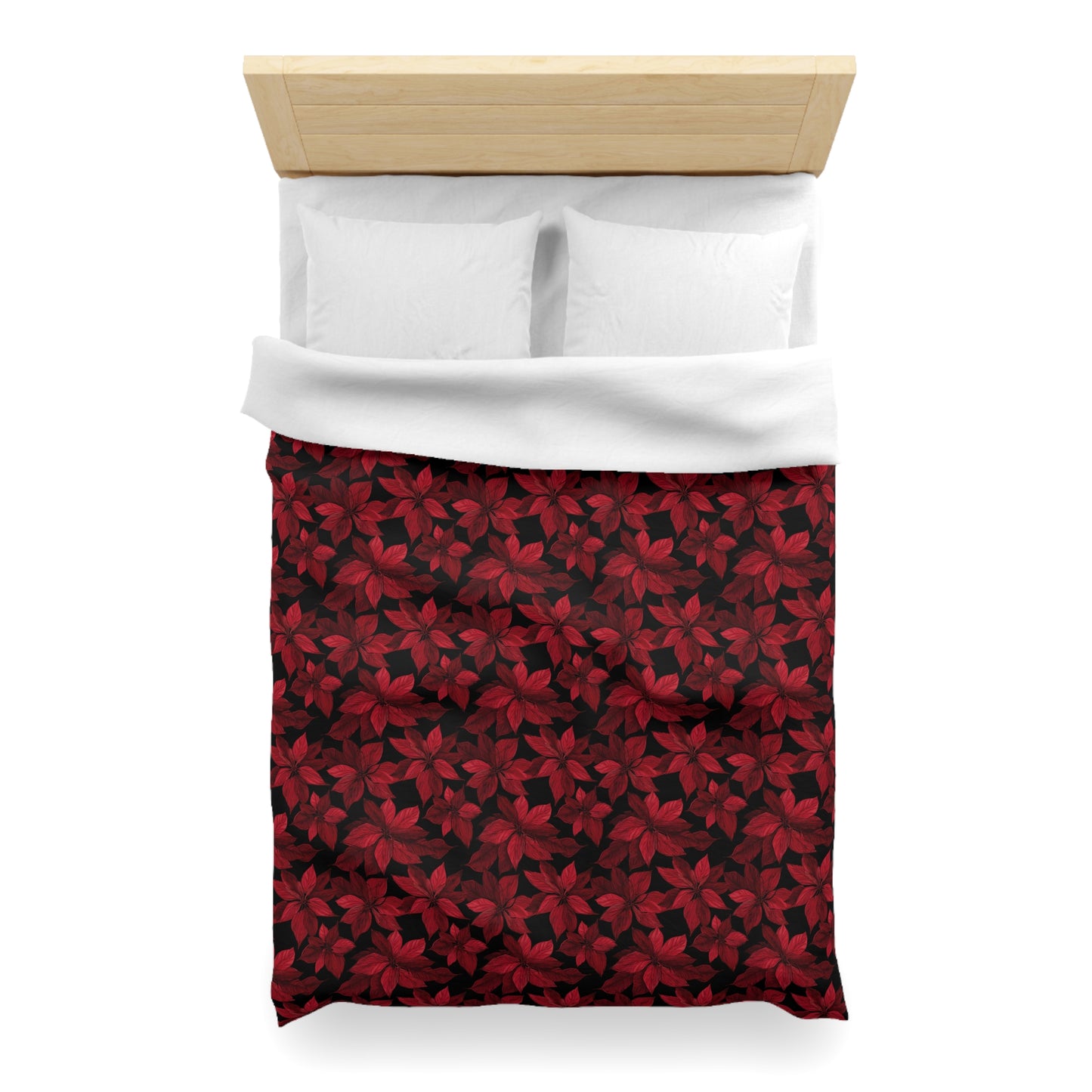 Midnight Poinsettia Garden Microfiber Duvet Cover