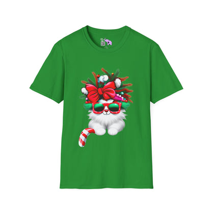 White Candy Cane Kitten Adult T-shirt