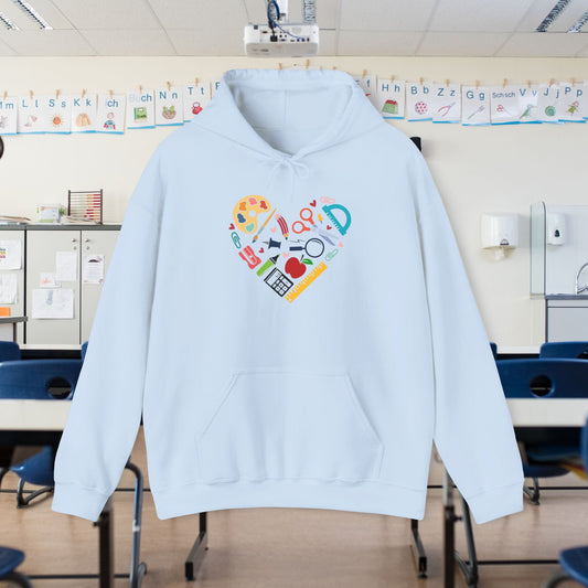 School Supply Heart Heavy Blend™ Hooded Sweatshirt