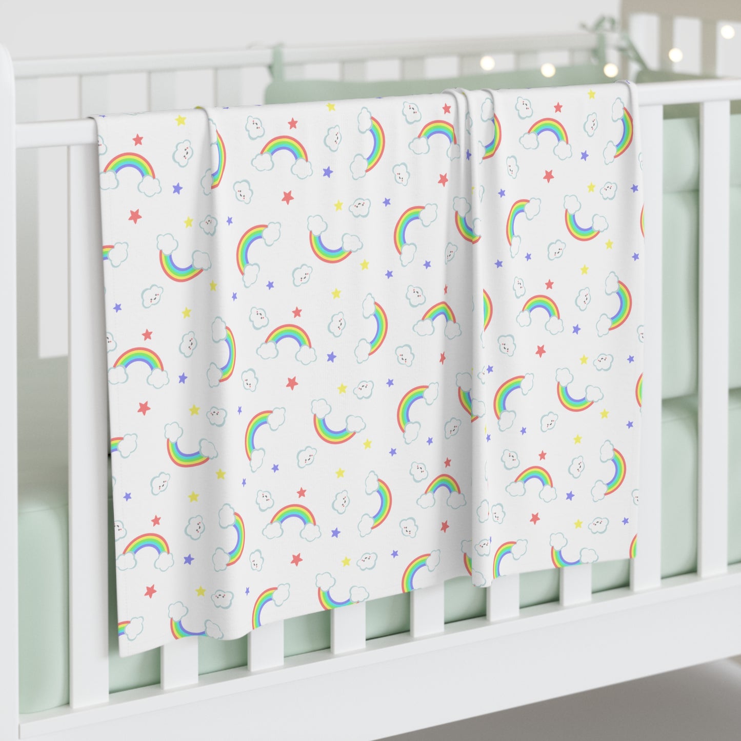 Rainbow Smiles & Stars Baby Swaddle Blanket