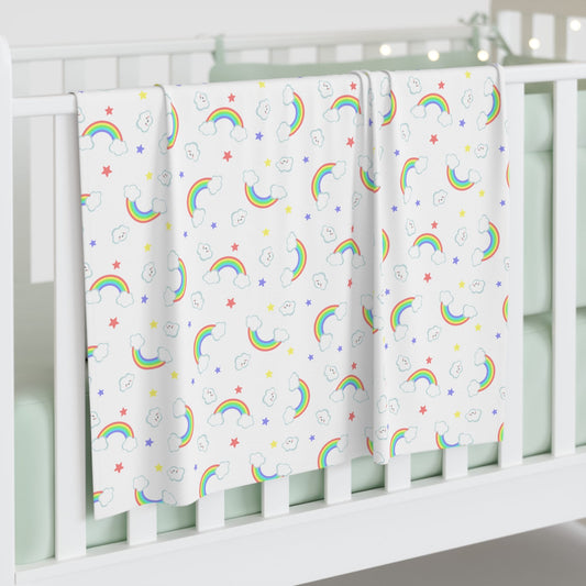 Rainbow Smiles & Stars Baby Swaddle Blanket