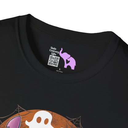 Halloween Skeleton Stitch w/Ghosts & Pumpkins Adult T-shirt