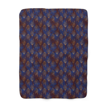 Midnight Gilded Leaves Fleece Blanket
