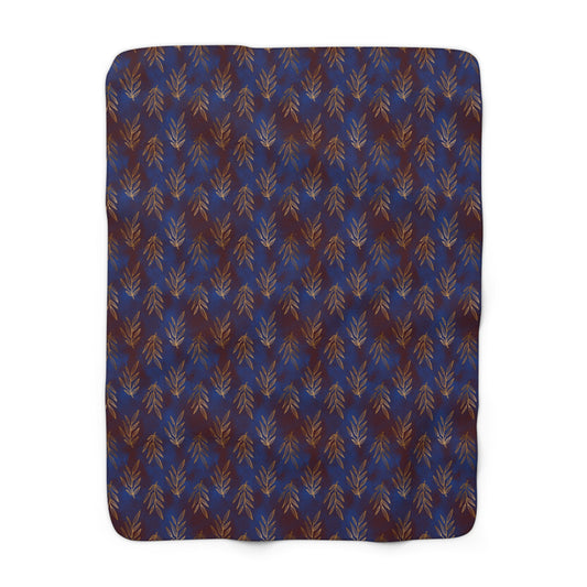 Midnight Gilded Leaves Fleece Blanket