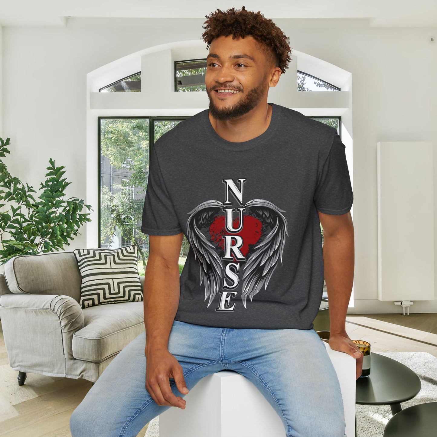 Nurse Heart & Angel Wings Adult T-shirt