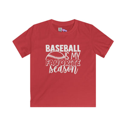 Baseball Is My Favorite Season Youth Softstyle Tee
