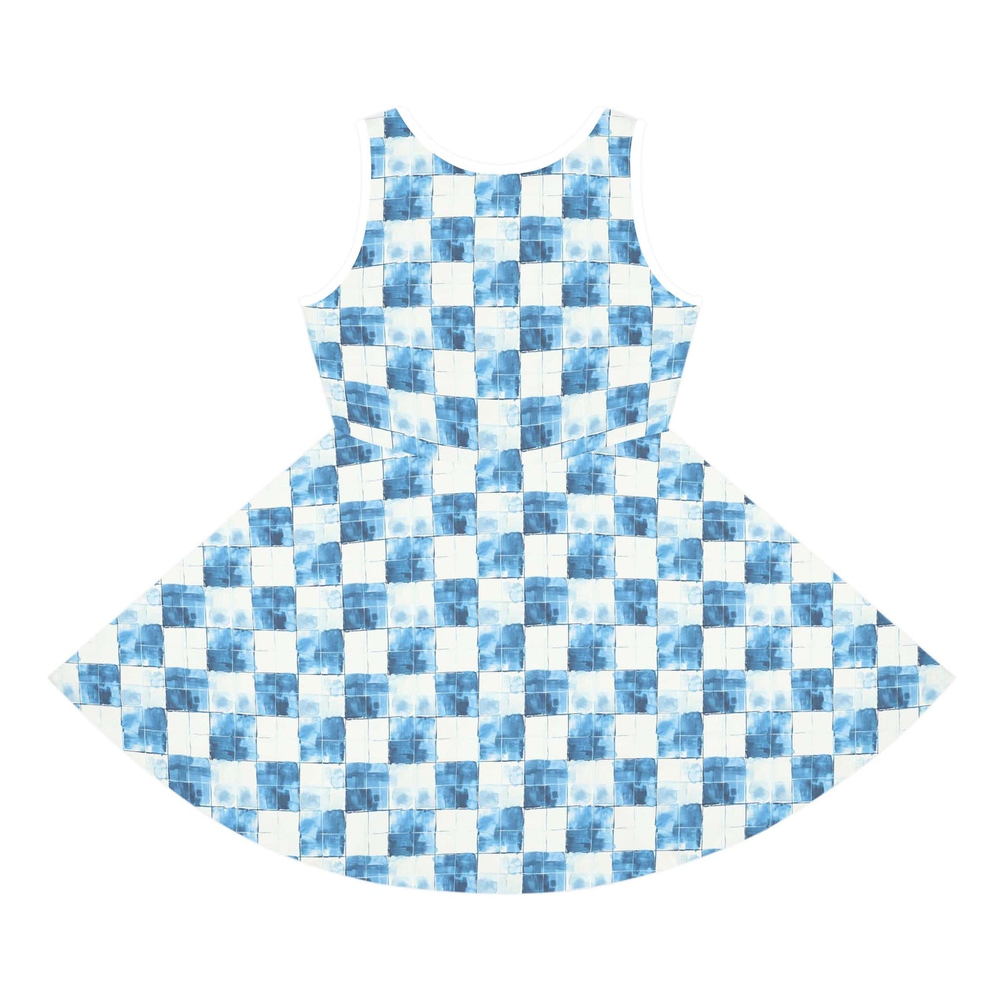 Cozy Blue Checkered Girls' Sleeveless Sundress