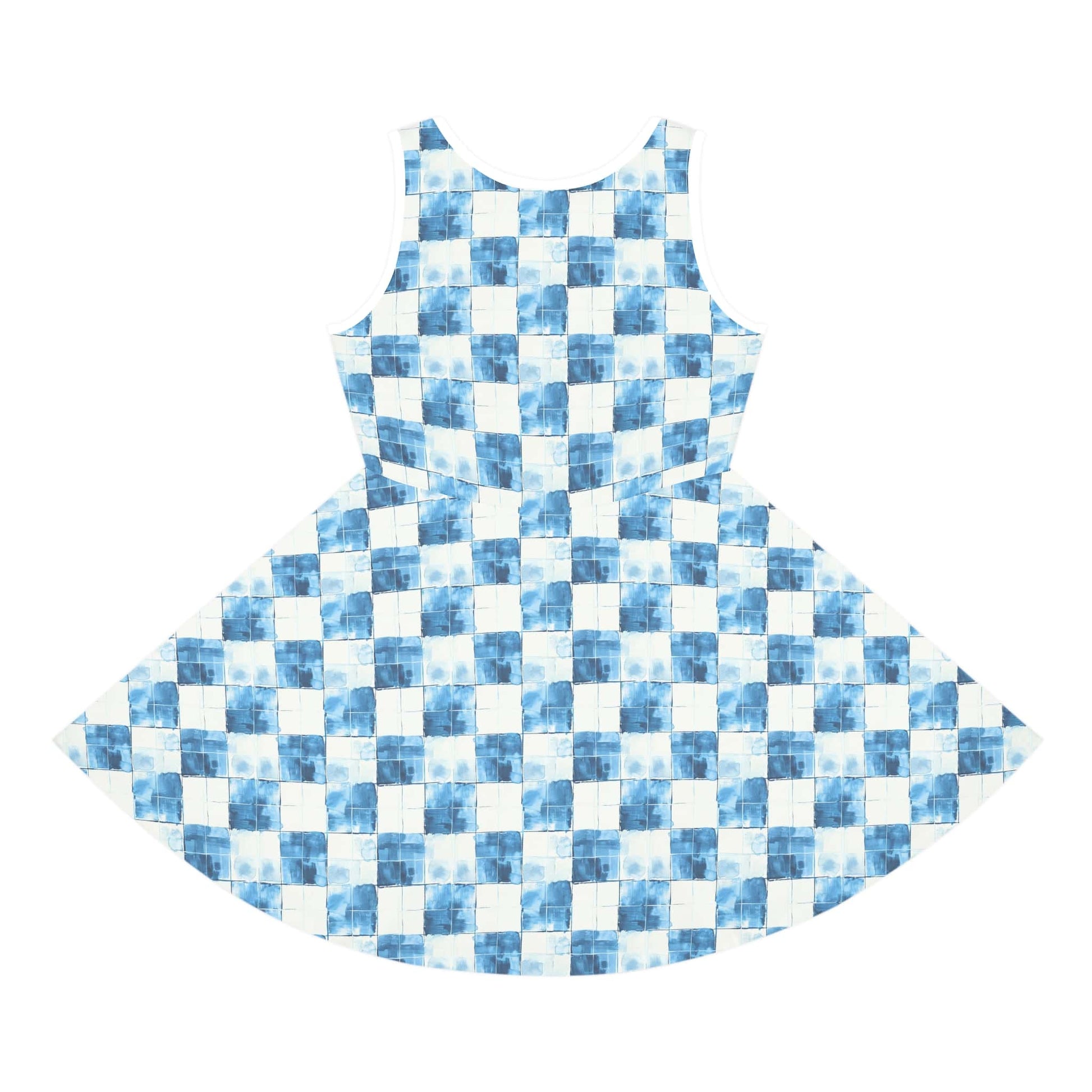 Cozy Blue Checkered Girls' Sleeveless Sundress