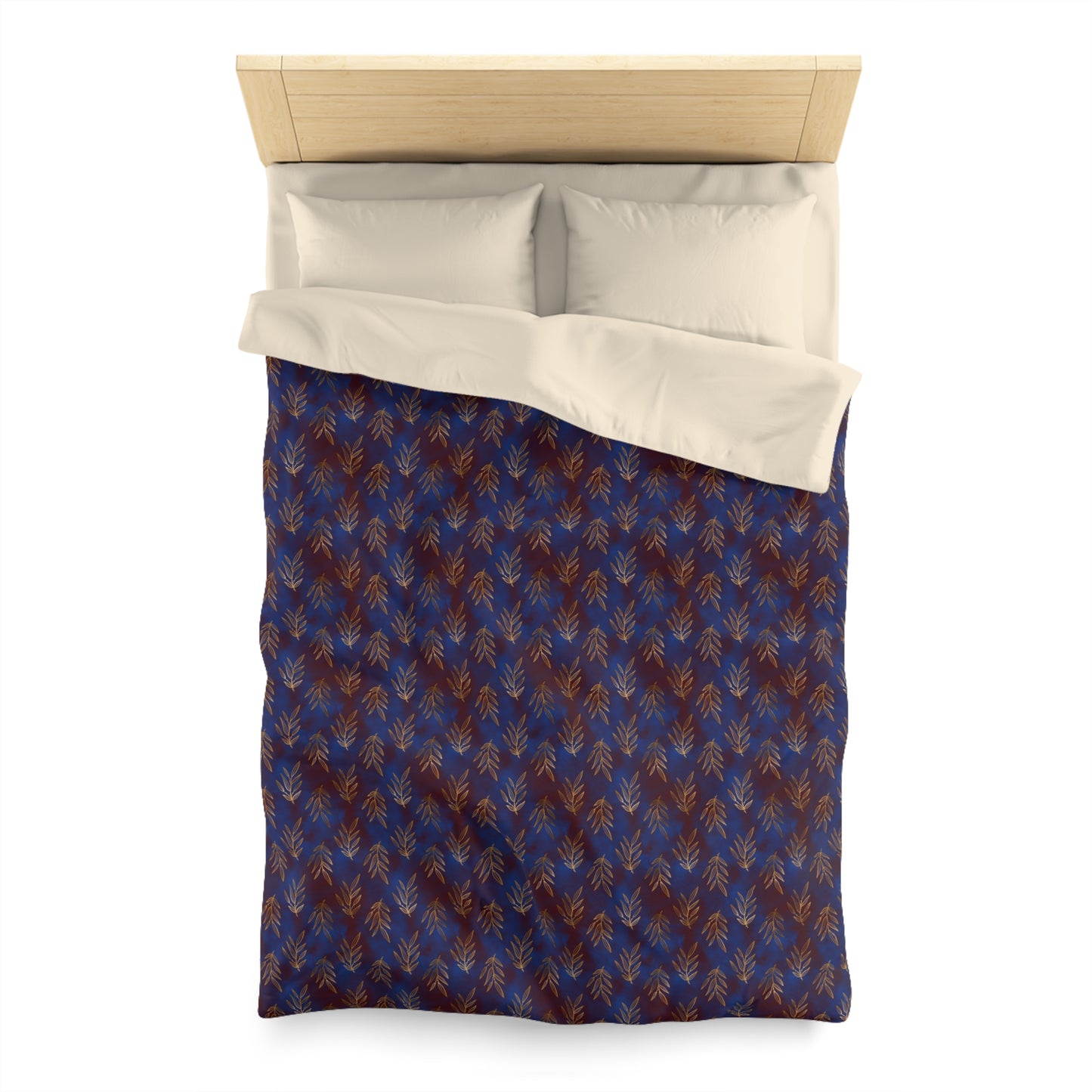 Midnight Gilded Leaves Microfiber Duvet Cover