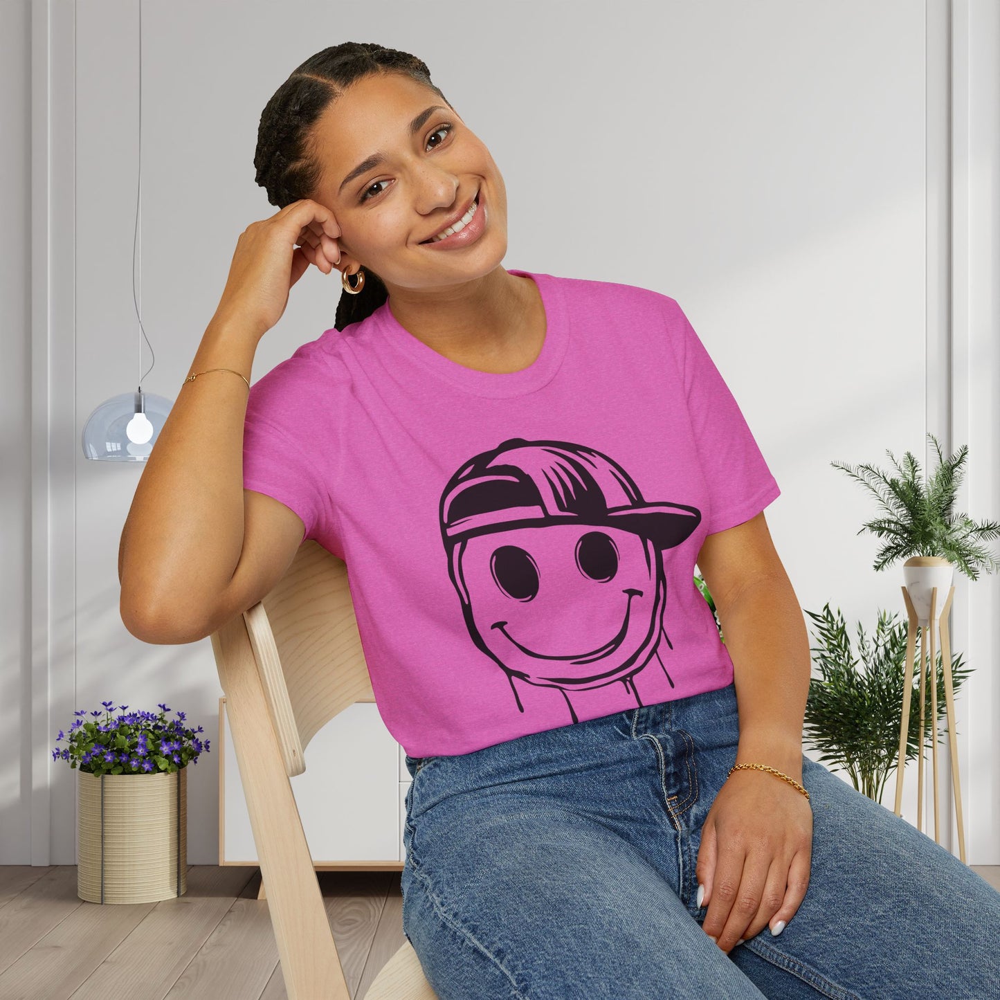 Melty Smiley Face w/Hat Adult T-shirt