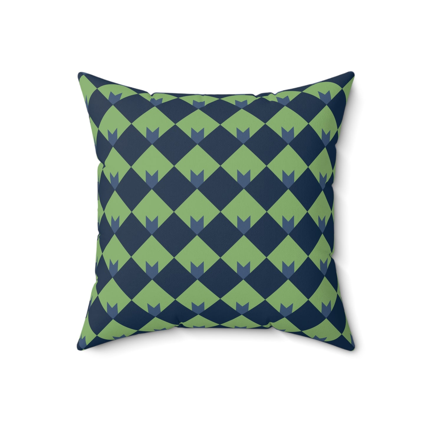 Diamond Bloom-Sage & Navy Throw Pillow