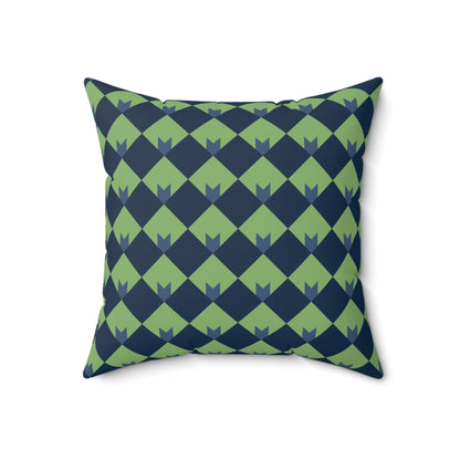 Diamond Bloom-Sage & Navy Throw Pillow