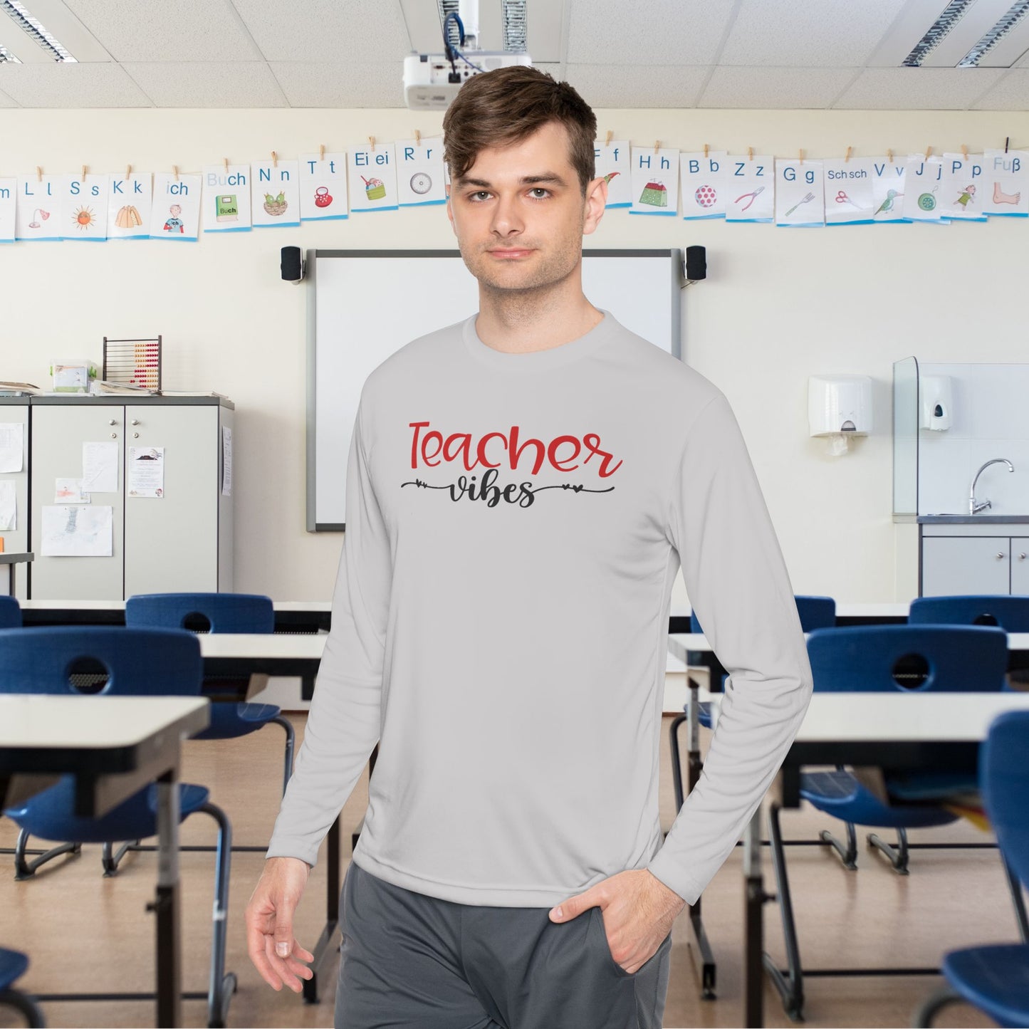 Teacher Vibes Adult Long Sleeve Tee