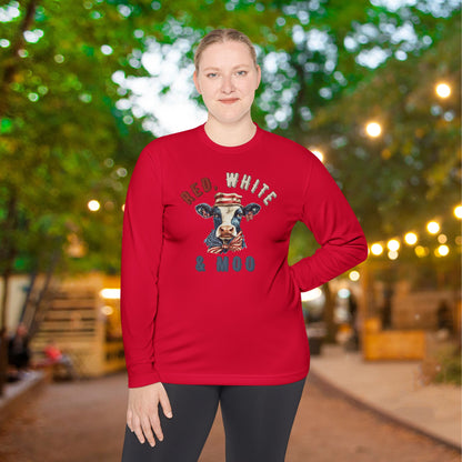 Red, White, & Moo Adult Long Sleeve Tee
