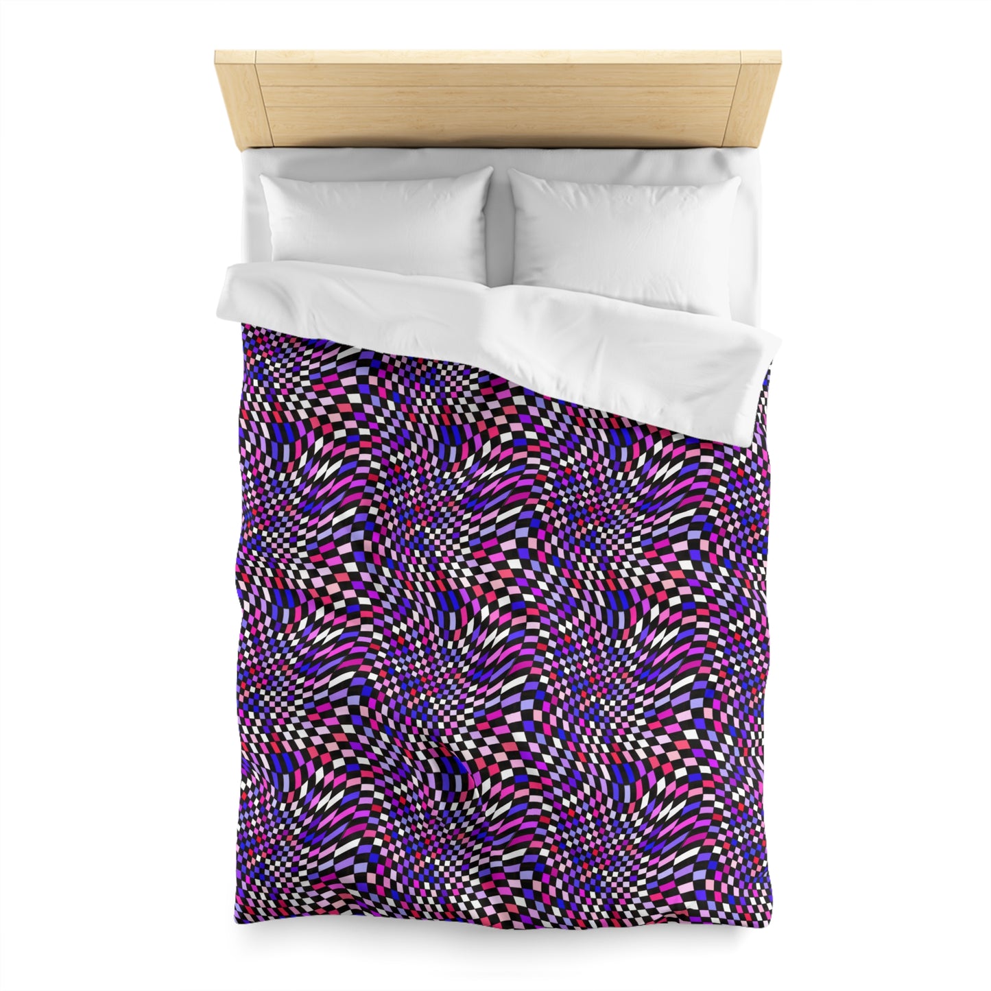 Warped Purple Checkered Microfiber Duvet Cover