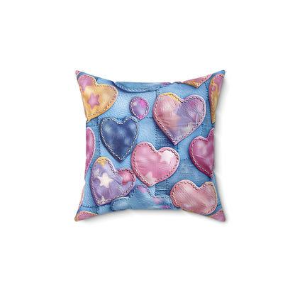 Color Pop Stitched Hearts Throw Pillow